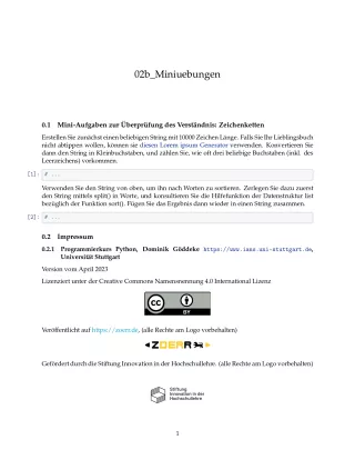 Ubung: D2b Miniübungen: Zeichenketten - Pythonkurs (PDF)