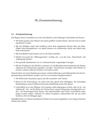 Unterrichtsbaustein: F8 Zusammenfassung des Lernmoduls - Pythonkurs