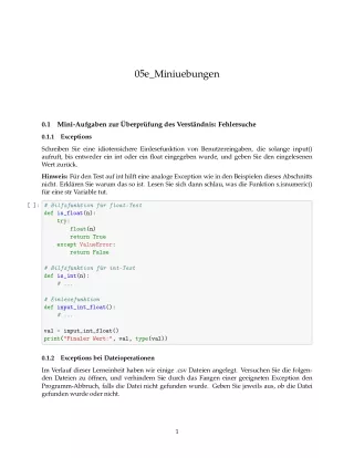 Ubung: F5e Miniübungen: Fehlersuche und Fehlerbehandlung - Pythonkurs (ZIP)