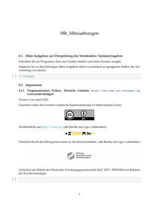 Ubung: B8b Miniübungen: Tastatureingaben - Pythonkurs (PDF)