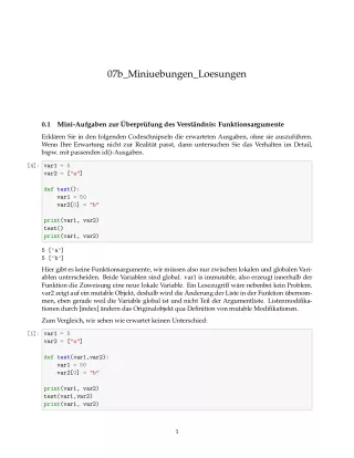 Ubung: E7b Miniübungen: mutable und immutable Argumente Lösungen - Pythonkurs (PDF)