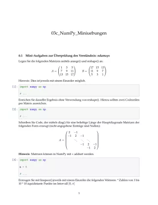 Ubung: G3c NumPy: Miniübungen: ndarrays - Pythonkurs (ZIP)