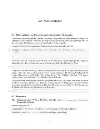 Ubung: D3b Miniübungen: Dictionaries - Pythonkurs (PDF)