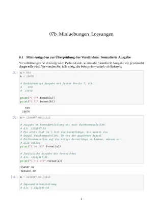 Ubung: B7b Miniübungen: Formatierte Ausgabe Lösungen - Pythonkurs (PDF)