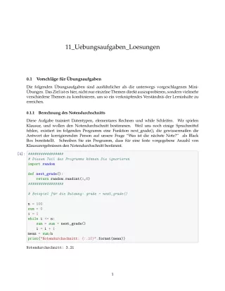 Ubung: B11b Größere Übungsaufgaben Lösungen - Pythonkurs (PDF)