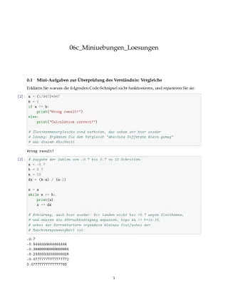 Ubung: C6c Miniübungen: Vergleiche zwischen elementaren Datentypen Lösungen - Pythonkurs (PDF)