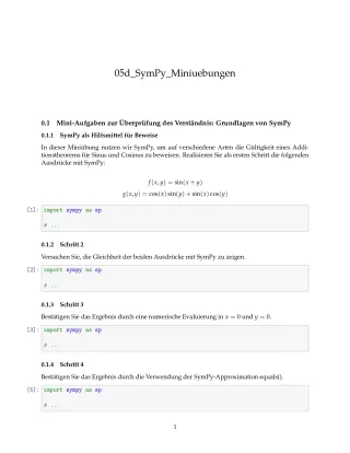 Ubung: G5d SymPy: Miniübungen: Grundlagen - Pythonkurs (ZIP)
