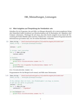 Ubung: D4b Miniübungen: Mengen Lösungen - Pythonkurs (PDF)