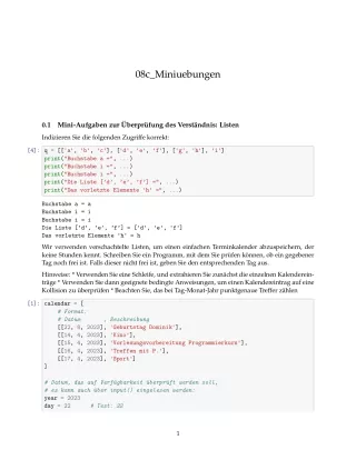 Ubung: C8c Miniübungen: Listen und Sequenzdatentypen - Pythonkurs (ZIP)