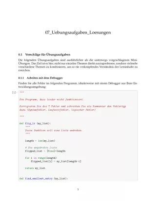 Ubung: F7b Größere Übungsaufgaben Lösungen - Pythonkurs (PDF)