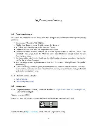 Unterrichtsbaustein: H7 Zusammenfassung des Lernmoduls - Pythonkurs