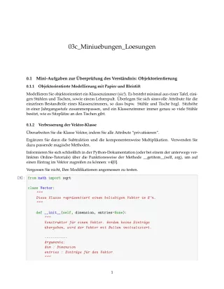 Ubung: H3c Miniübungen: Klassen und Objekte Lösungen - Pythonkurs (PDF)