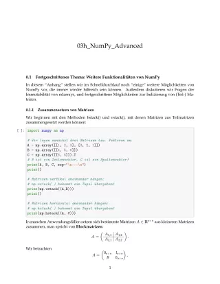Unterrichtsbaustein: G3h NumPy: Advanced - Pythonkurs (PDF)