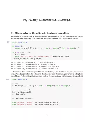 Ubung: G3g NumPy: Miniübungen: linalg Lösungen - Pythonkurs (PDF)