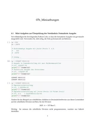 Ubung: B7b Miniübungen: Formatierte Ausgabe - Pythonkurs (PDF)