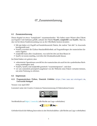Unterrichtsbaustein: G7 Zusammenfassung des Lernmoduls - Pythonkurs