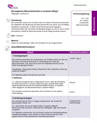 Unterrichtsplanung: Wo beginnen Menschenrechte in unserem Alltag? (PDF)