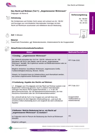 Unterrichtsplanung: Das Recht auf Wohnen (PDF)
