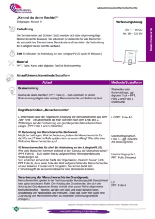 Unterrichtsplanung: Kennst du deine Rechte? (PDF)