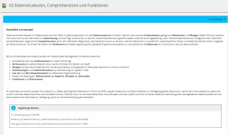 Unterrichtsbaustein: D Datenstrukturen, Comprehensions und Funktionen - Pythonkurs