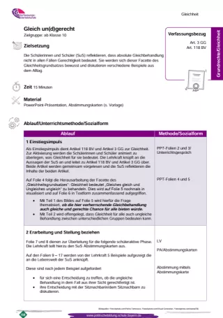 Unterrichtsplanung: Gleich un(d)gerecht - Art. 3 GG (PDF)
