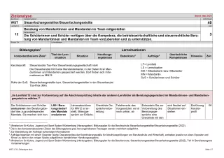 Unterrichtsplanung: Zielanalyse Lernfeld 12 - Beratung von Mandantinnen und Mandanten im Team mitgestalten (DOCX)