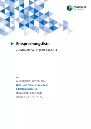 Unterrichtsplanung: Gold- und Silberschmied/in: Entsprechungsliste