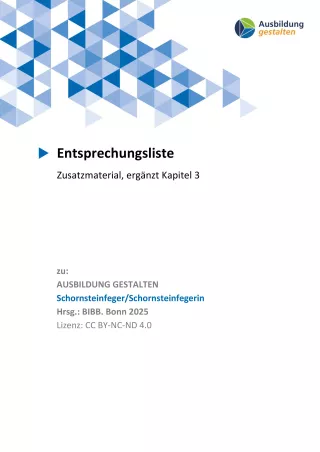 Unterrichtsplanung: Schornsteinfeger/in: Entsprechungsliste