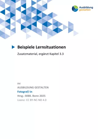 Unterrichtsplanung: Fotograf/in: Lernsituationen