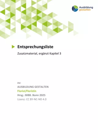 Unterrichtsplanung: Florist/in: Entsprechungsliste