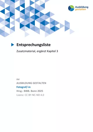 Unterrichtsplanung: Fotograf/in: Entsprechungsliste