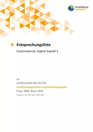 Unterrichtsplanung: Justizfachangestellte/r: Entsprechungsliste