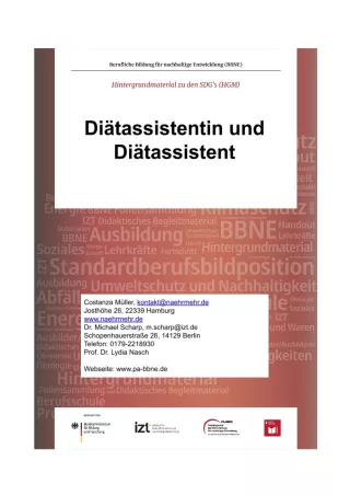 Unterrichtsbaustein: BBNE für Diätassisstent/innen - Hintergrundmaterial