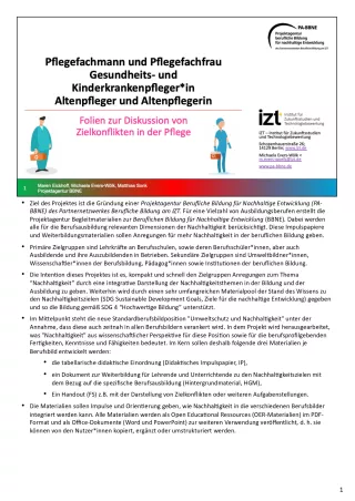 Handreichung: BBNE für Gesundheits- und Kinderkrankenpfleger/innen - Handreichung