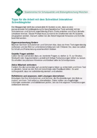 Text: Interaktiver Schreibbegleiter (KI): Veränderbarer Megaprompt