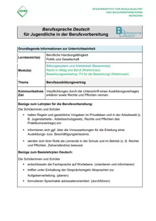 Unterrichtsplanung: Berufsausbildungsvertrag (PDF)