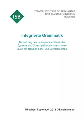 Handreichung: Integrierte Grammatik: Handreichung