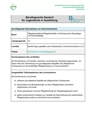 Unterrichtsplanung: Wir führen ein Übergabegespräch (PDF)