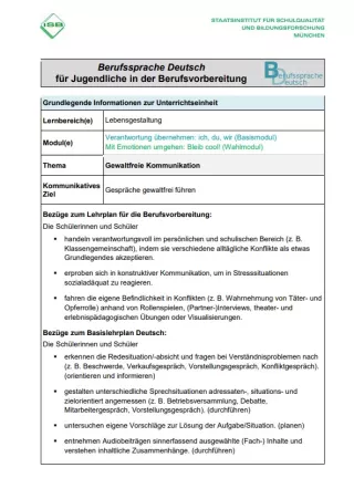 Unterrichtsplanung: Gewaltfreie Kommunikation (PDF)