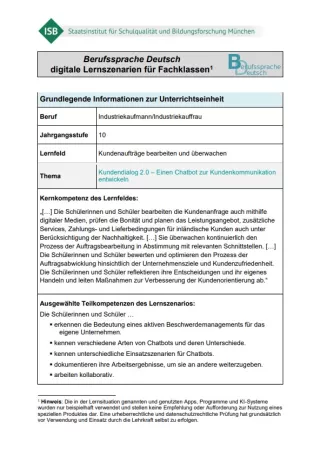 Unterrichtsplanung: Kundendialog 2.0 - Einen Chatbot zur Kundenkommunikation entwickeln (DOCX)