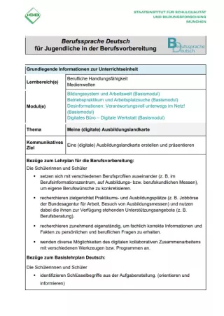 Unterrichtsplanung: Meine Ausbildungslandkarte (PDF)