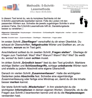 Arbeitsblatt: 5 - Schritt - Lesemethode - Lösung