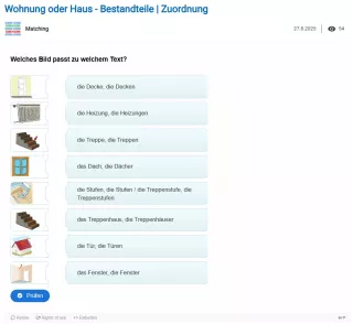 Interaktion: Wohnung oder Haus - Bestandteile | Zuordnung