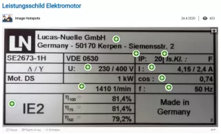 Interaktion: Leistungsschild Elektromotor