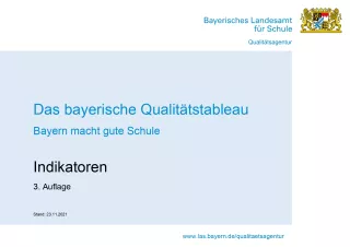 Anleitung: Das bayerische Qualitätstableau Bayern macht gute Schule: Indikatoren