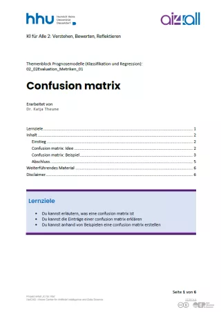 Kurs: Prognosemodelle: Klassifikation und Regression | 02 | Confusion matrix (PDF)