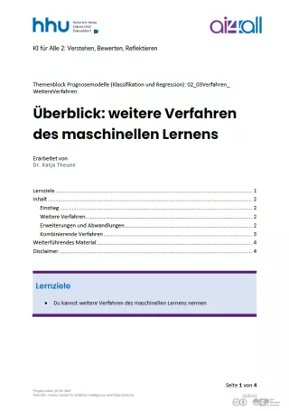 Kurs: Prognosemodelle: Klassifikation und Regression | 03 | Weitere Verfahren des maschinellen Lernens