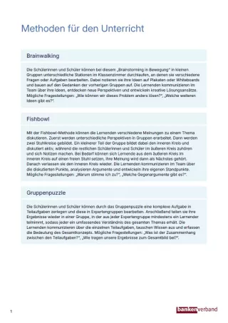 Unterrichtsplanung: Geld im Unterricht | Methoden
