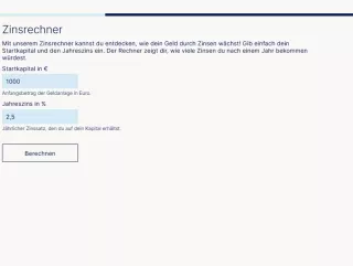 Webtool: Finanzen gestalten | Zins-Rechner