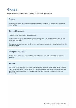 Glossar: Finanzen gestalten | Glossar